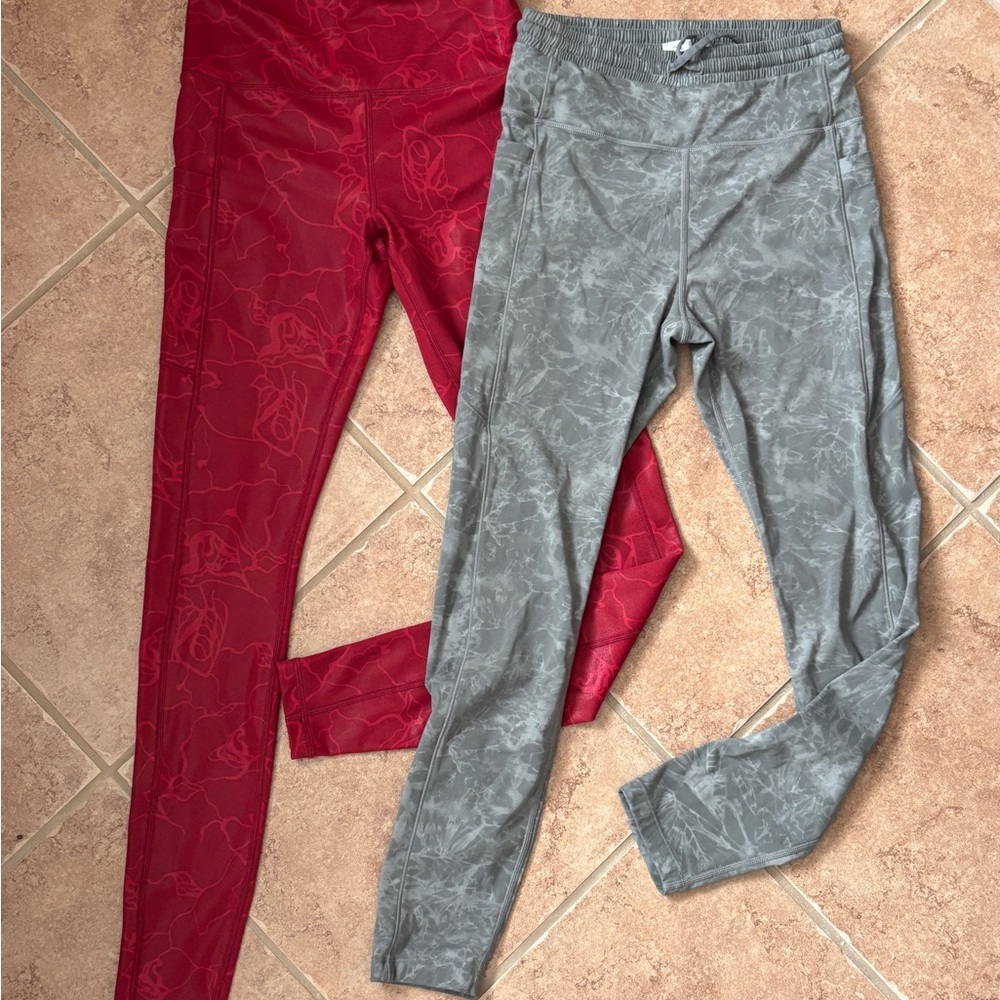 ZYIA Red and Gray Leggings Stretchy Athletic Bottoms